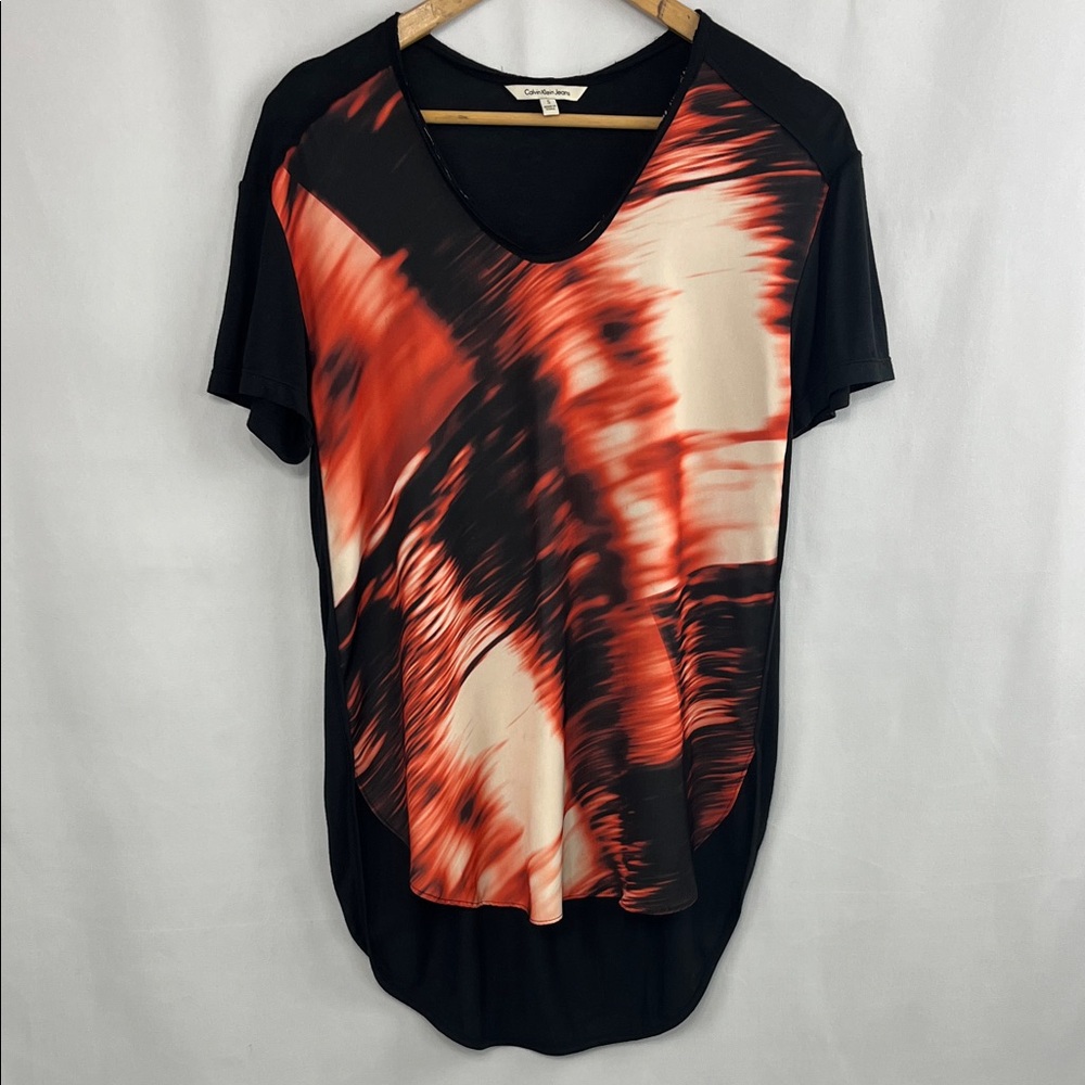 Calvin Kline Colorful Abstract Short Sleeve Top - Size Small